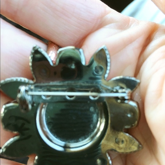 Vintage Pink Glass Gunmetal Setting 2" Width - Picture 2 of 2